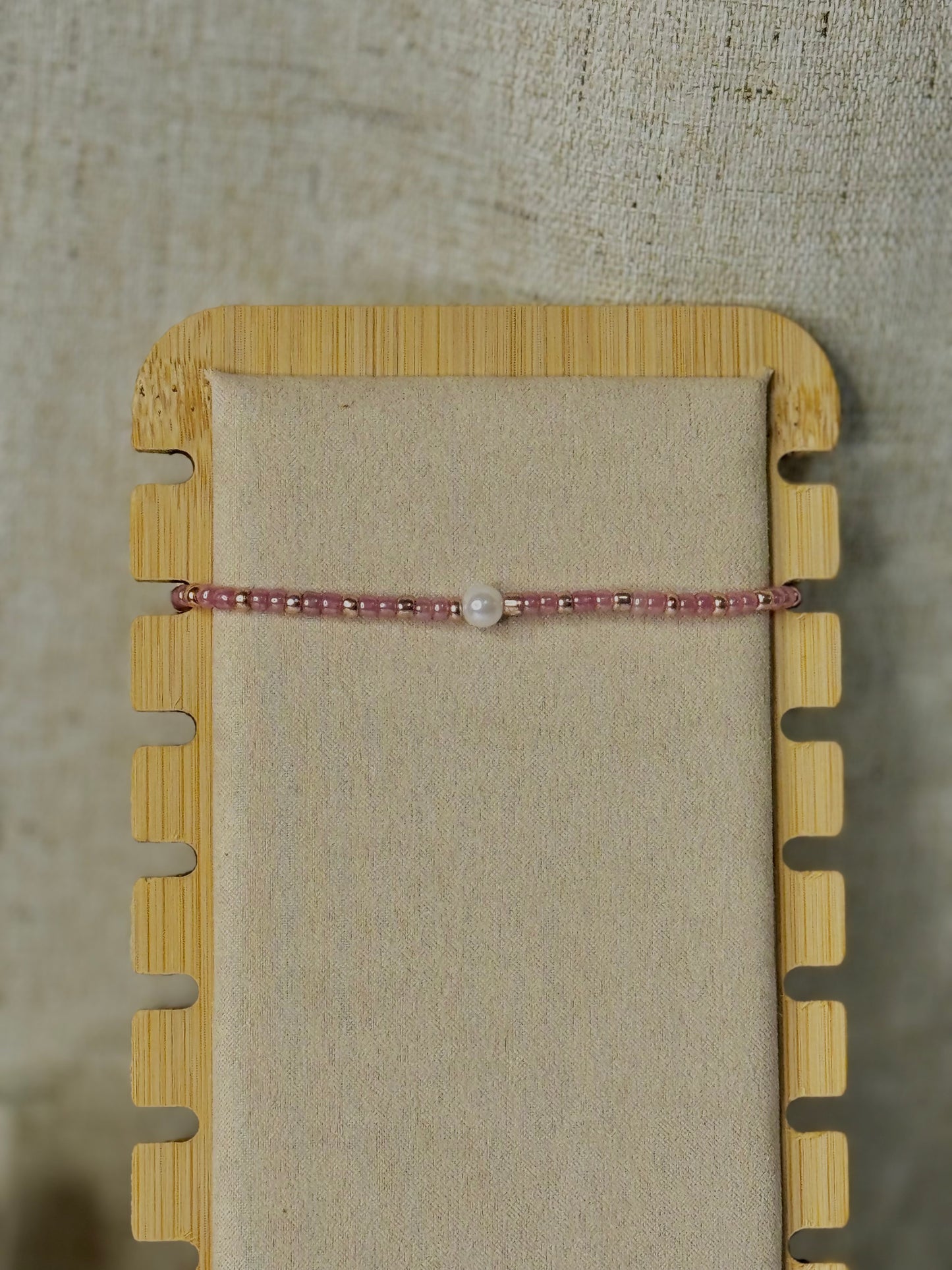 Gold & Pink Pearl Bracelet