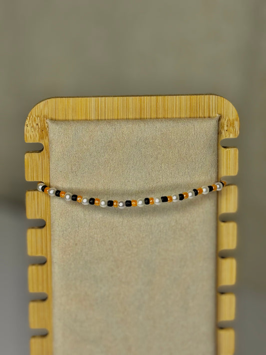 Orange, Black & Pearl Bracelet